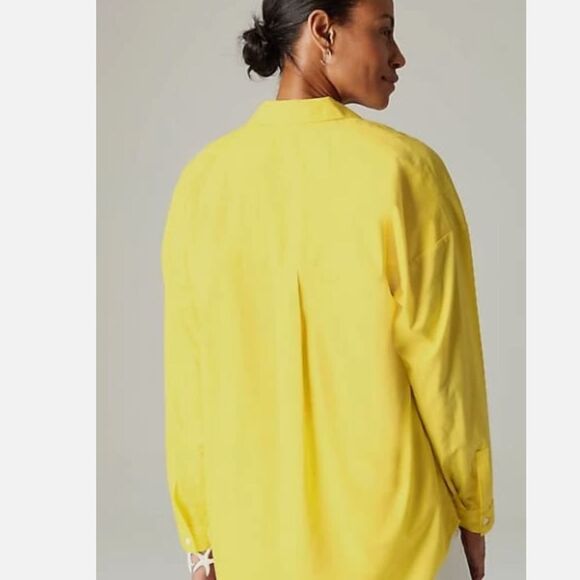 J. Jill Cotton Modal Bright Yellow V-Neck Long Sleeve Tunic Blouse Size Large - Picture 3 of 9